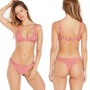 Volcom Simply Rib Tiny Bikini Bottom and Top in Dusty Rose